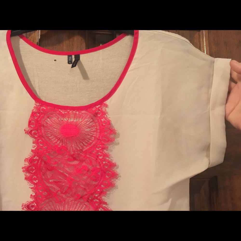 Pink Lace Detail Shirt